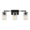 Ansley 23 in. W. 3-Light Aged Iron Vanity Light with Clear Glass Shades by Feiss