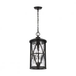 Millbrooke Medium 3-Light Antique Bronze Hanging Pendant with Seeded Glass by Feiss