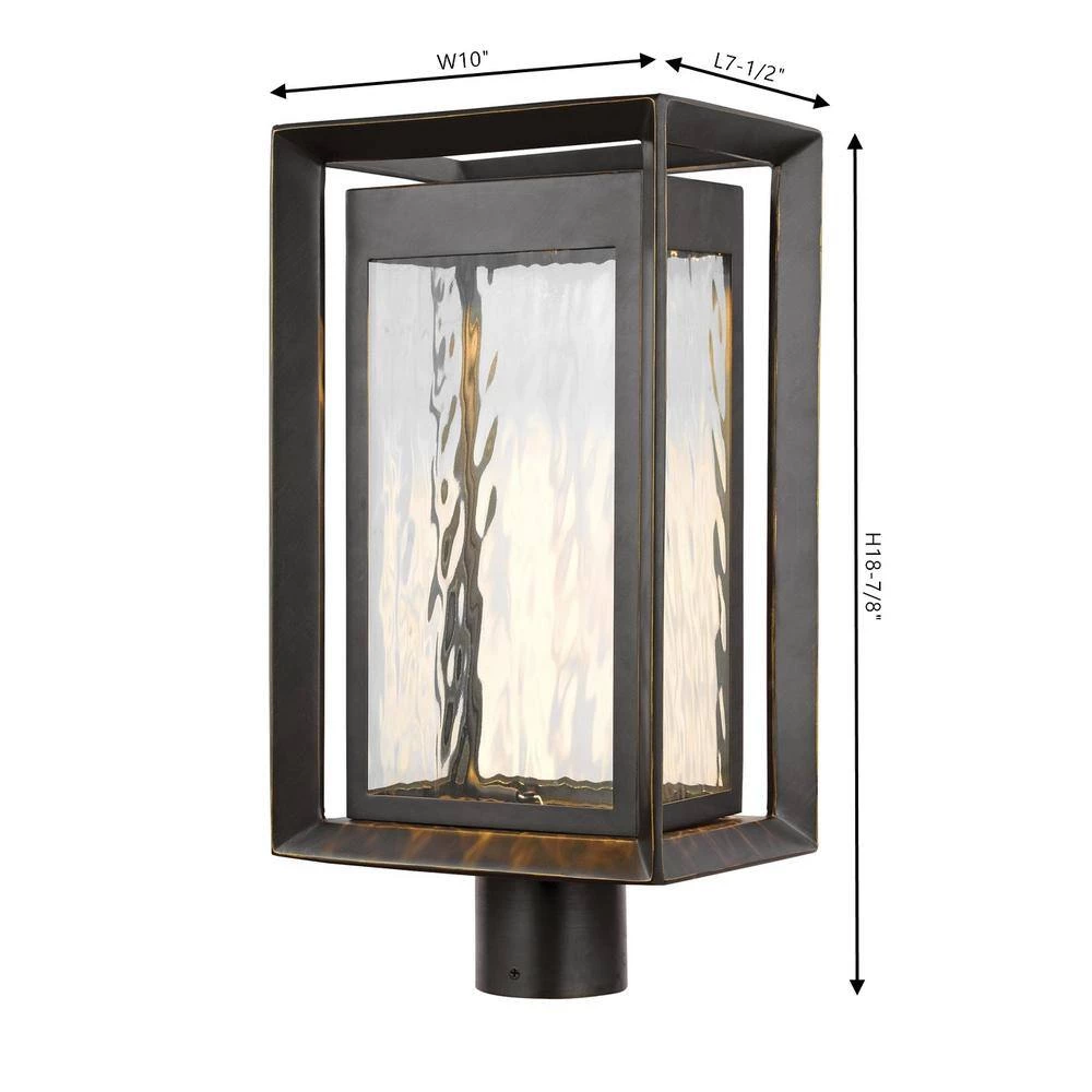 Urbandale 1-Light Outdoor Antique Bronze Integrated LED Lamp Post Light by Feiss - Image 2