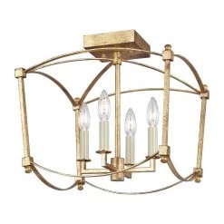 Thayer 14.375 in. W. 4-Light Antique Gild Semi-Flush Mount by Feiss