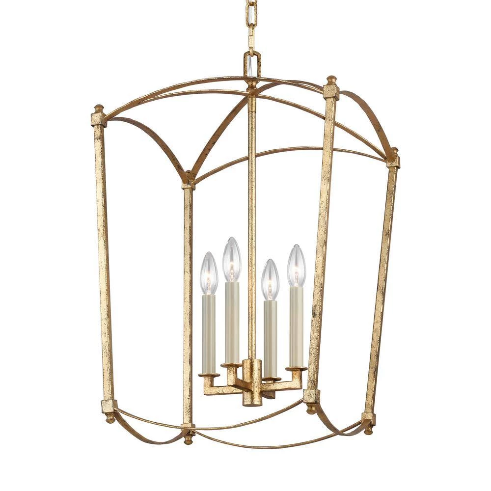 Thayer 4-Light Antique Guild Traditional Transitional Hanging Candlestick Chandelier by Feiss - Image 6
