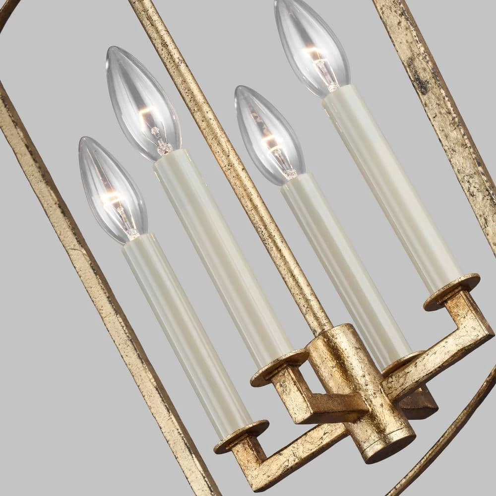 Thayer 4-Light Antique Guild Traditional Transitional Hanging Candlestick Chandelier by Feiss - Image 3