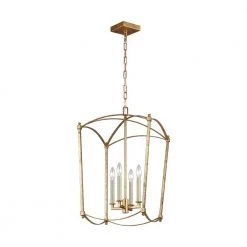 Thayer 4-Light Antique Guild Traditional Transitional Hanging Candlestick Chandelier by Feiss