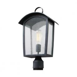 Hodges Collection 1-Light Ash Black Outdoor Post Light by Feiss