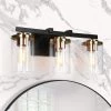 20 in. Modern 3-Light Black Vanity Light, Transitional Wall Light Straight Bar with Cylinder Clear Glass Shade by Zevni