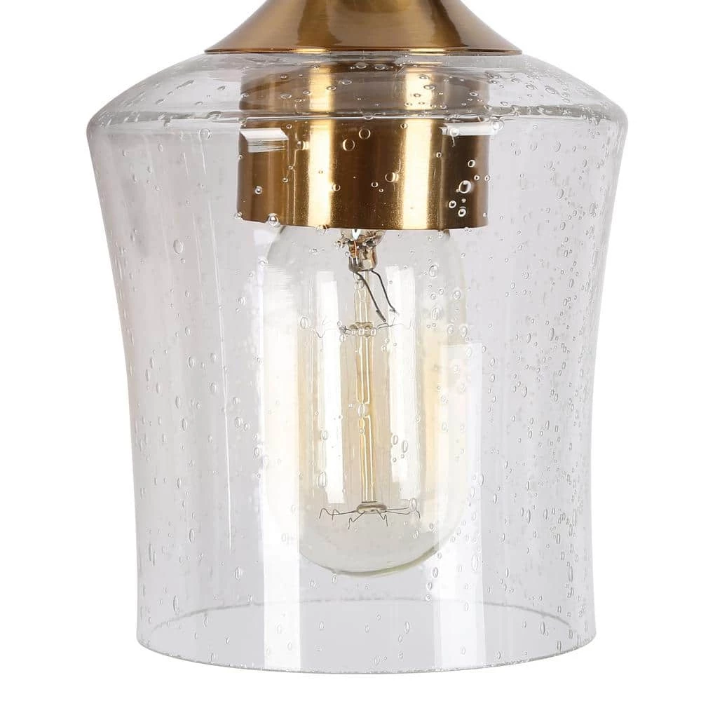 20.5 in. Modern 3-Light Black Bathroom Vanity Lights Brass Gold Bath Lighting Seeded Glass Shade Wall Sconce by Zevni - Image 3