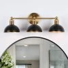 Modern 3-Light Black Bathroom Vanity Light, 22.5 in. Bowl Shape Bath Lighting Brass Gold Wall Sconce by Zevni