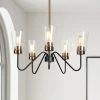 5-Light Black Island Chandelier Lighting, Seeded Glass Brass Gold Pendant Light, Modern Farmhouse Light Fixture by Zevni