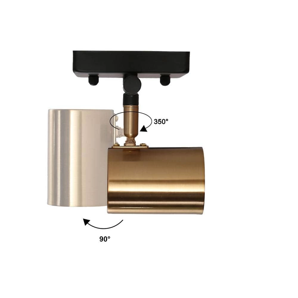 Sharre 1.6 ft. Black Modern Track Lighting Kits, 4-Light Brass Gold Linear Rotating Head Track Light with Metal Shade by Zevni - Image 5