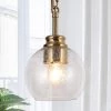 1-Light Black and Brass Modern Globe Pendant Light, Seeded Glass DIY Pendant Hanging Light, Farmhouse Island Chandelier by Zevni