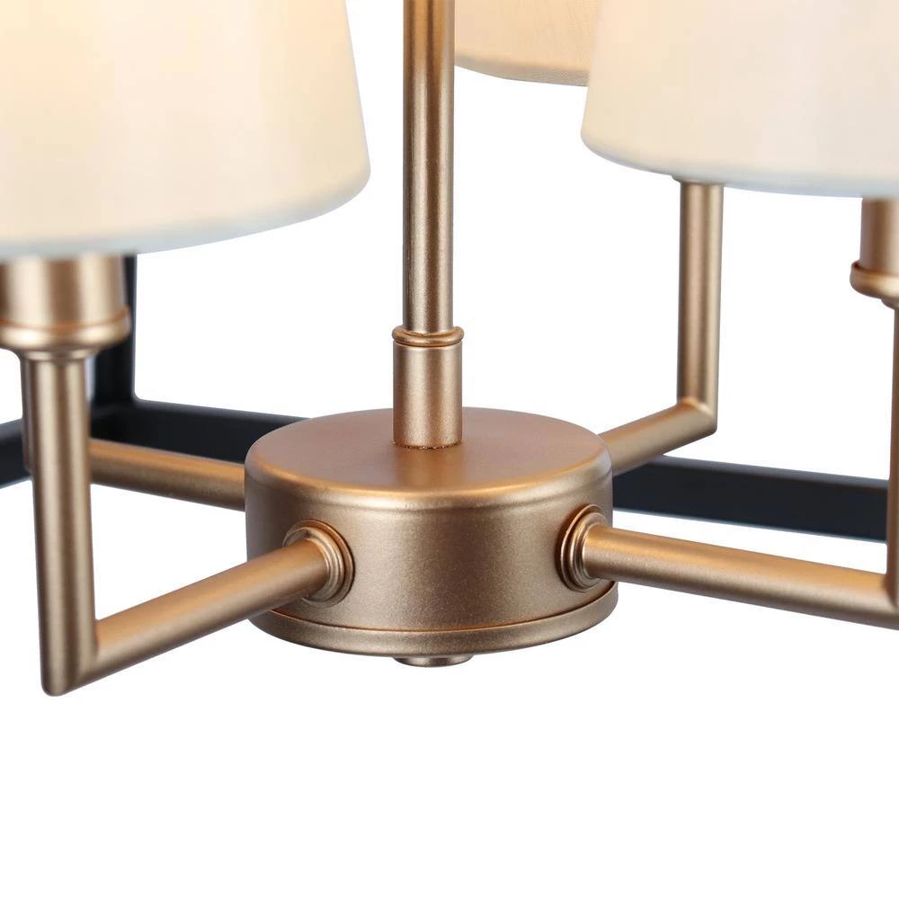 Classic 4-Light Black Cage Chandelier Lighting with Fabric Shades, Modern Square Pendant Light for Dining Room by Zevni - Image 6