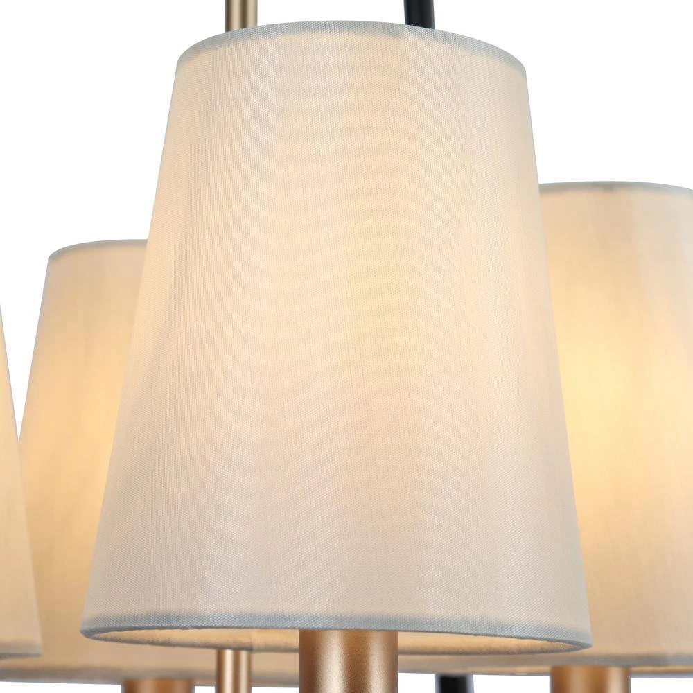 Classic 4-Light Black Cage Chandelier Lighting with Fabric Shades, Modern Square Pendant Light for Dining Room by Zevni - Image 5