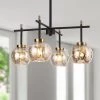 Ceedar 4-Light Modern Black Chandelier Light, Farmhouse Square Hanging Pendant with Globe Mercury Glass Shade by Zevni