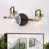 15 in. 2-Light Black Bathroom Vanity Light, Globe Water Glass Bath Lighting, Brass-Plated Modern Wall Sconce for Mirrors by Zevni