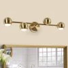 29 in. 4-Light Modern Brass Integrated LED Bathroom Vanity Light, Transitional Globe Bath light, Powder Room Wall Sconce by Zevni