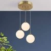 Integrated LED Kitchen Island Chandelier, Brass Gold Modern Linear Chandelier Lighting, Frosted Glass Pendant Light by Zevni