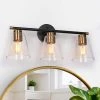21.5 in. 3-Light Brass Gold Bathroom Vanity Light for Mirrors, Modern Black Wall Sconce, Transitional Bath Light by Zevni