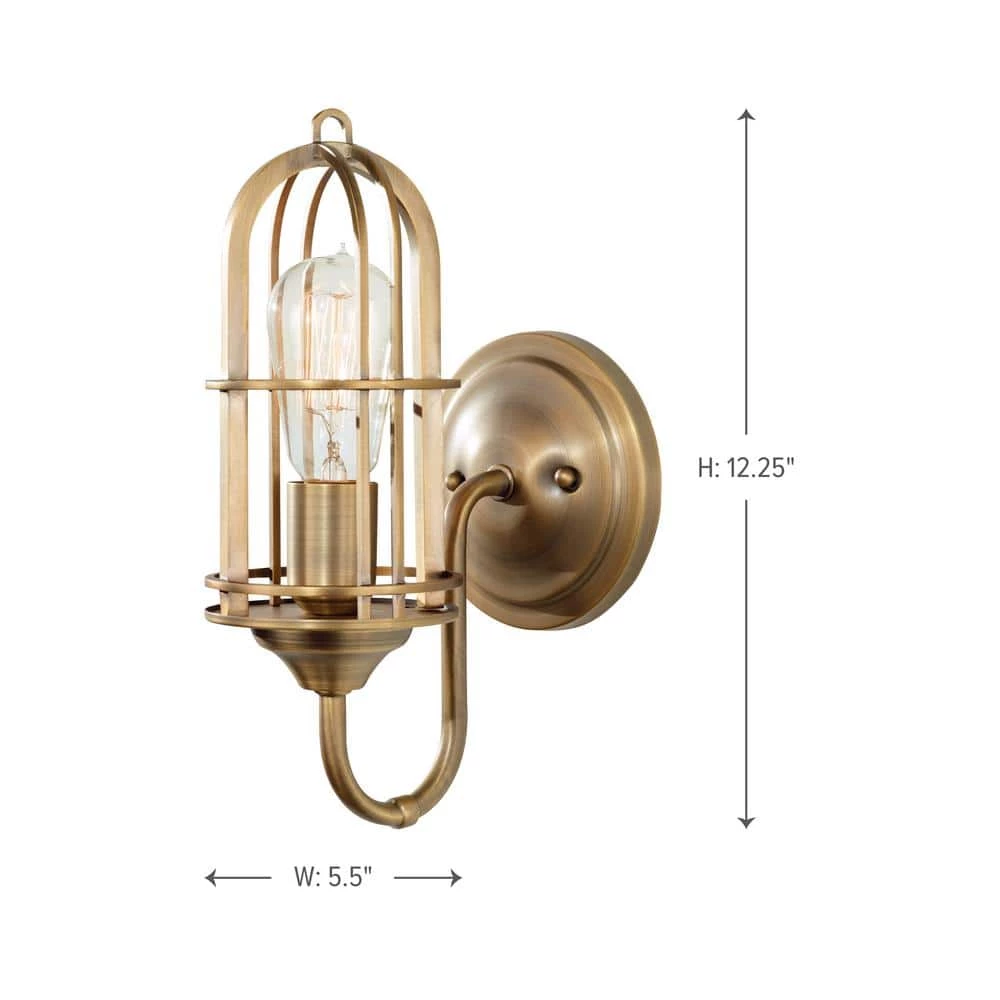 Urban Renewal 5.5 in. W 1-Light Dark Antique Brass Sconce by Feiss - Image 3