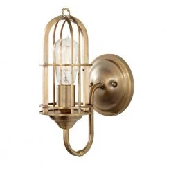 Urban Renewal 5.5 in. W 1-Light Dark Antique Brass Sconce by Feiss