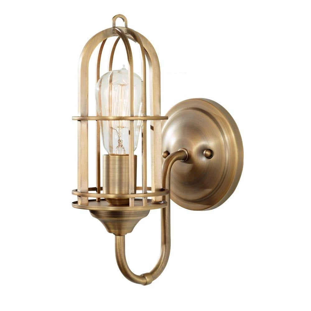 Urban Renewal 5.5 in. W 1-Light Dark Antique Brass Sconce by Feiss