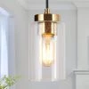 4.7 in. 1-Light Brass Gold Mini Pendant Light, Seeded Glass Pendant Hanging Light, Modern Black Light Fixture by Zevni