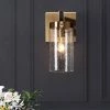 Musom 1-Light Modern Brass Gold Wall Sconce, Seeded Glass Black Bathroom Vanity Light, Powder Room DIY Tube Bath light by Zevni