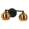 Bramm 14.5 in. 2-Light Brass-Plated Bathroom Vanity Light, Modern Industrial Wall Sconce, Globe Black Bath Lighting by Zevni