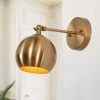 Yulle Adjustable 1-Light Modern Polished Brass Wall Sconce, Globe Metal Table Lamp, Transitional Wall Light Fixture by Zevni