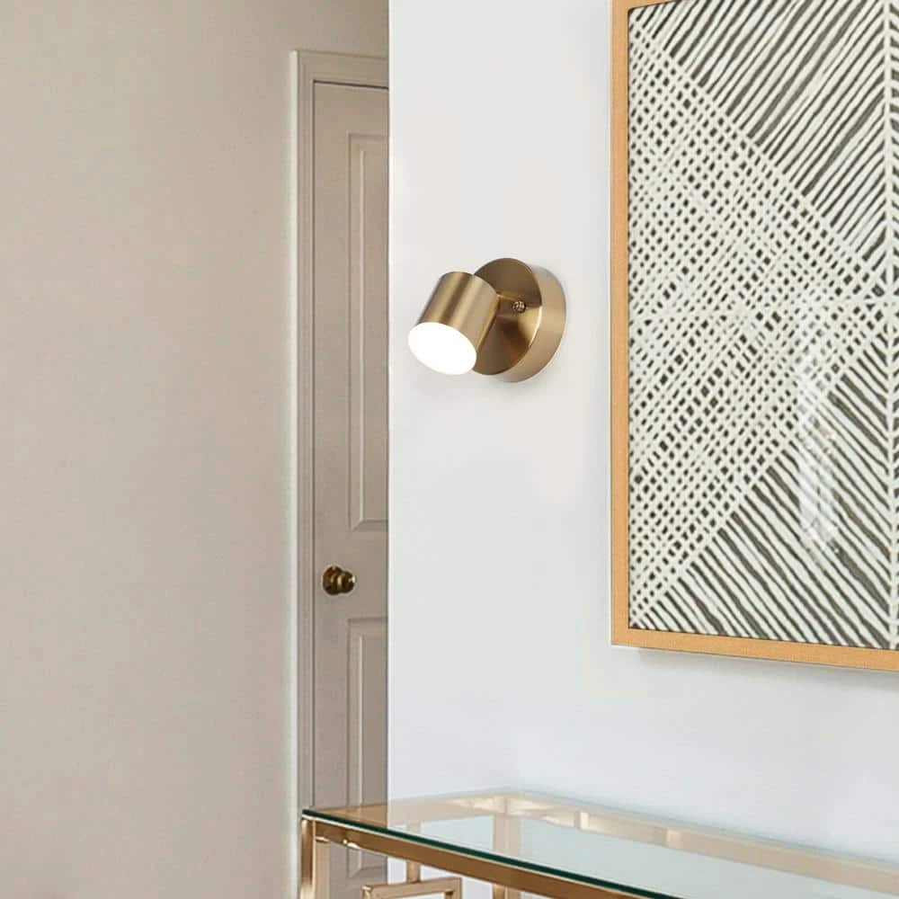 4.7 in. 1-Light Transitional Integrated LED Acrylic Wall Sconce Lighting, DIY Modern Brass-Plated Wall Light Fixture by Zevni - Image 3