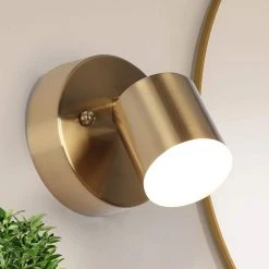 4.7 in. 1-Light Transitional Integrated LED Acrylic Wall Sconce Lighting, DIY Modern Brass-Plated Wall Light Fixture by Zevni