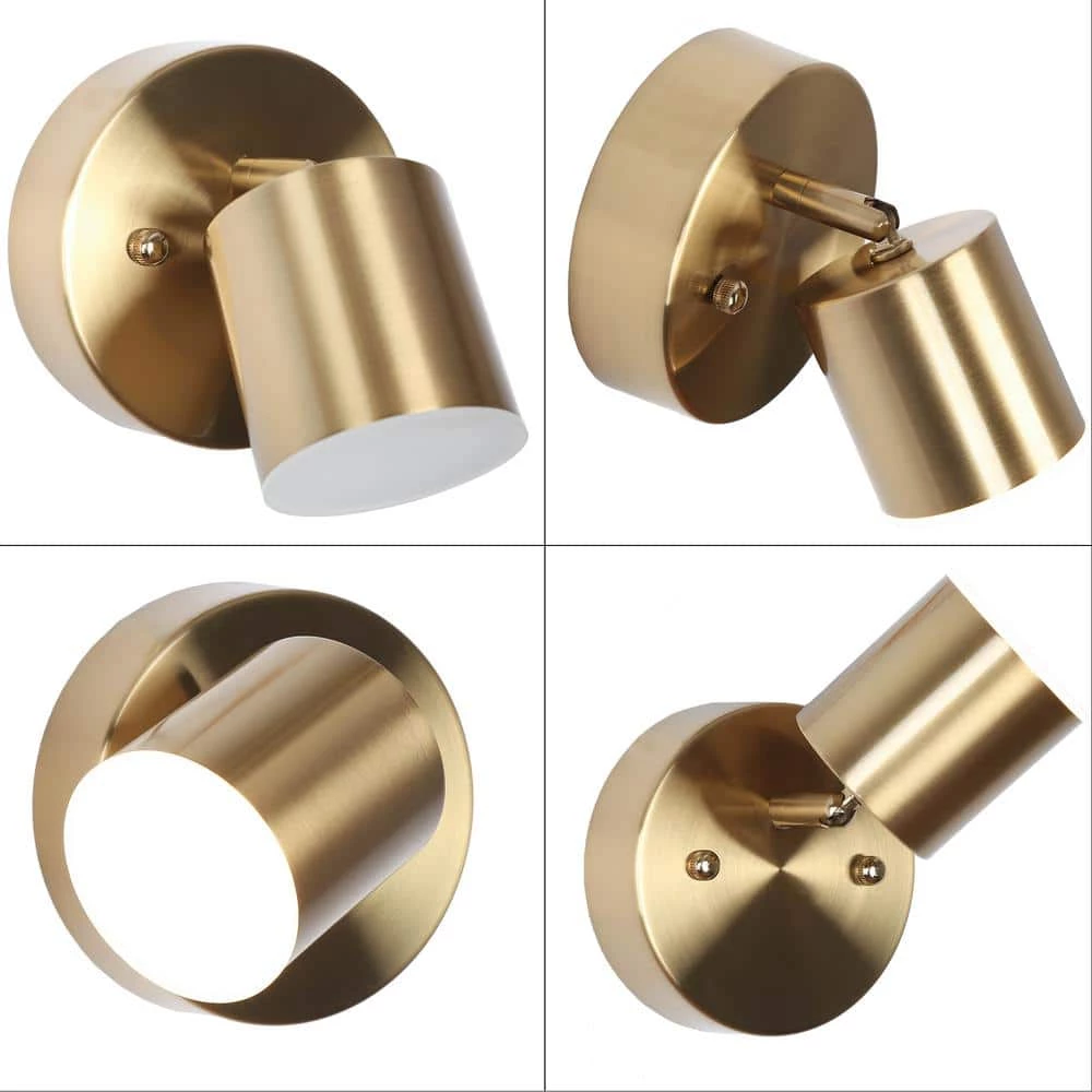 4.7 in. 1-Light Transitional Integrated LED Acrylic Wall Sconce Lighting, DIY Modern Brass-Plated Wall Light Fixture by Zevni - Image 4