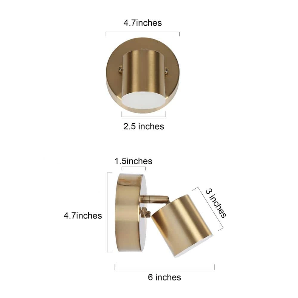 4.7 in. 1-Light Transitional Integrated LED Acrylic Wall Sconce Lighting, DIY Modern Brass-Plated Wall Light Fixture by Zevni - Image 5