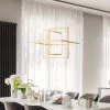 Swane 46-Watt 3-Light Integrated LED Brushed Gold Island Chandelier, Square Hanging Pendant Light, Modern Light Fixture by Zevni