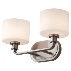 Kincaid 2-Light Brushed Steel Vanity Light by Feiss