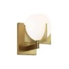Abbott 4.5 in. Burnished Brass Sconce with Round Milk Glass Shade by Feiss