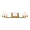 Abbott 24 in. W. 3-Light Burnished Brass Vanity Light with Round Milk Glass Shades by Feiss