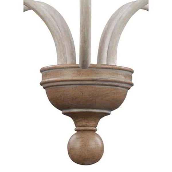 Hartsville 5-Light Chalk Washed White/Light Brown Beachwood Country Coastal Farmhouse Hanging Candlestick Chandelier by Feiss - Image 4