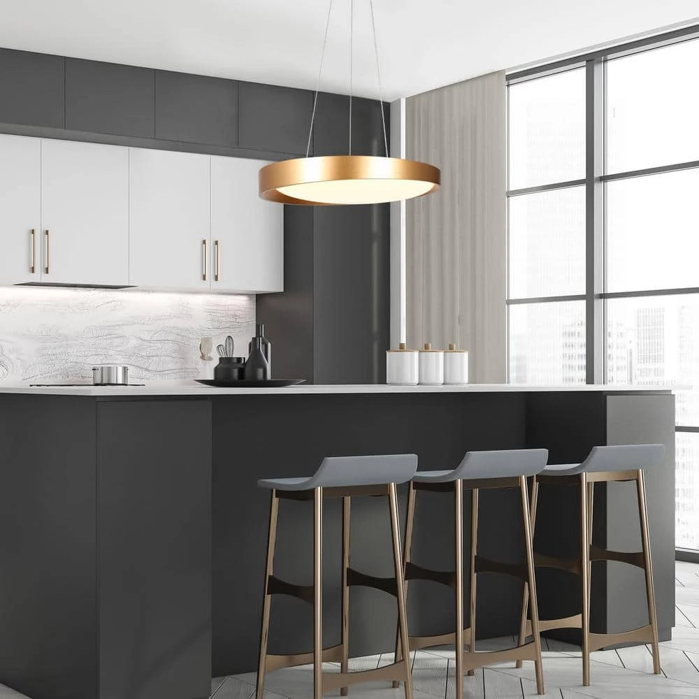 Integrated LED Pendant Lights Fixture, Modern Dark Gold Aluminum Chandelier for Kitchen, Dining Room, Living Room by Zevni - Image 2