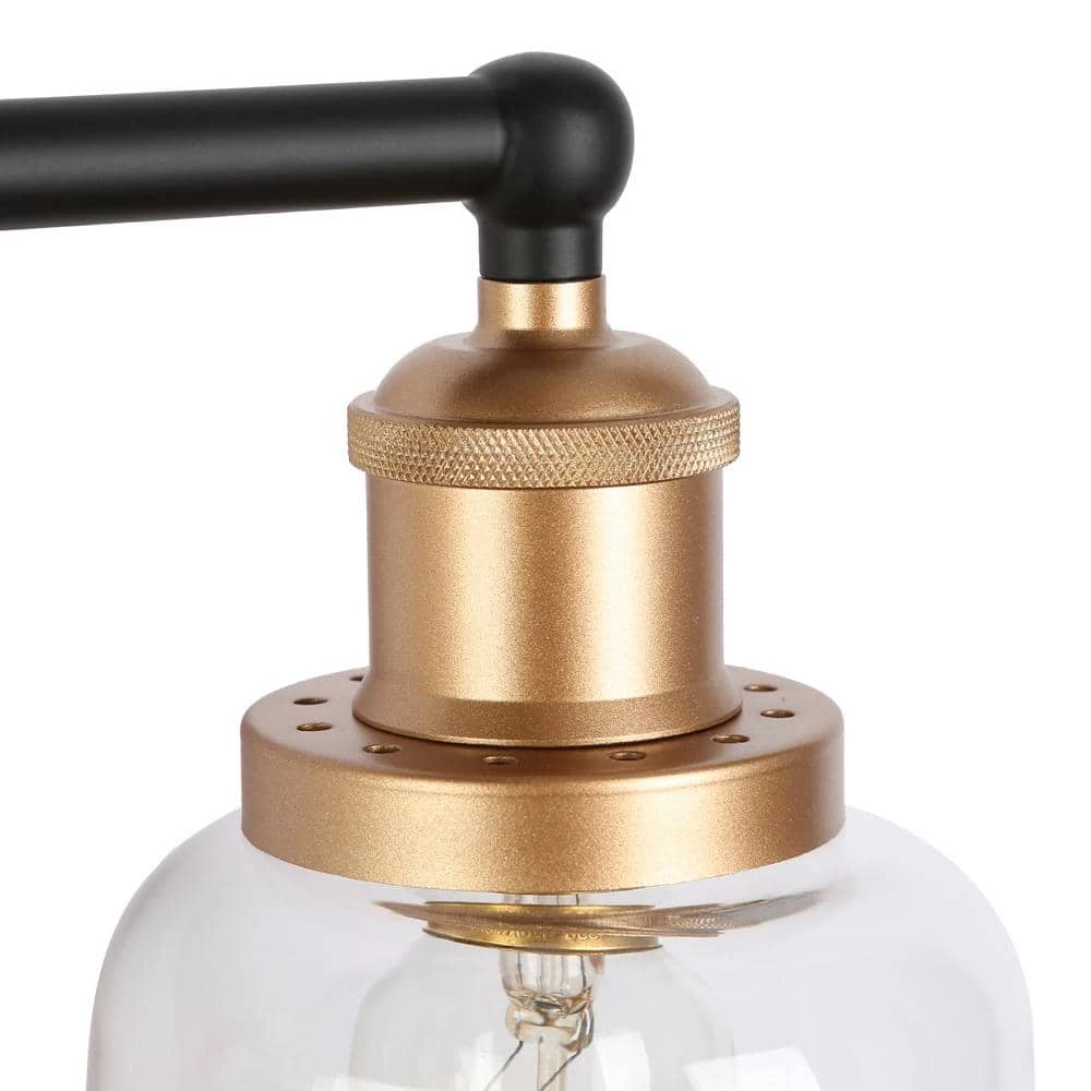 30 in. 4-Light Dark Gold Bathroom Vanity Light for Mirrors, Bell Clear Glass Bath Lighting, Modern Indoor Wall Sconce by Zevni - Image 4