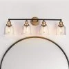 30 in. 4-Light Dark Gold Bathroom Vanity Light for Mirrors, Bell Clear Glass Bath Lighting, Modern Indoor Wall Sconce by Zevni