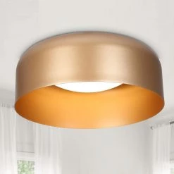 14 in. Dark Gold Integrated LED Flush Mount Lighting, Aluminum Round Ceiling Light, Modern Light Fixture for Hallways by Zevni