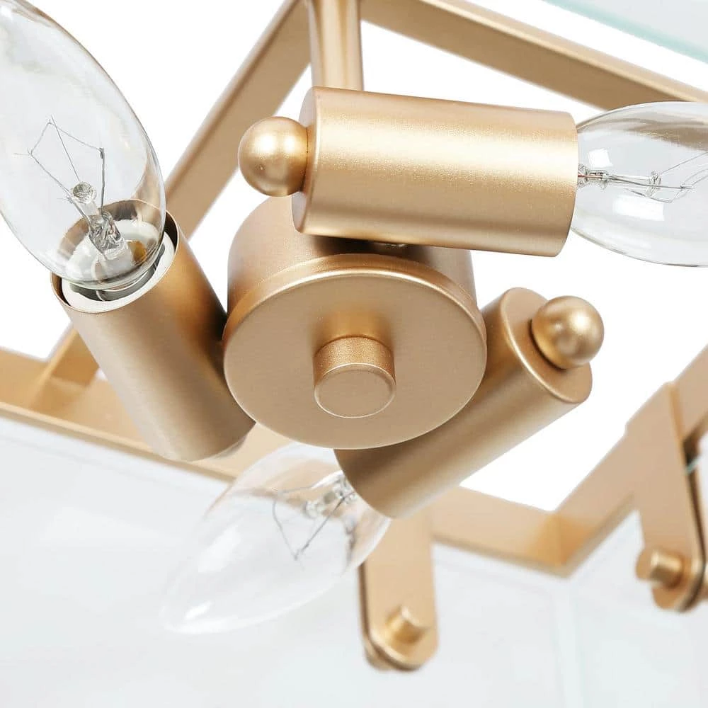 12.5 in. 3-Light Dark Gold Semi-Flush Mount Light with Clear Glass Panels, Modern Ceiling Light for Bedroom by Zevni - Image 5