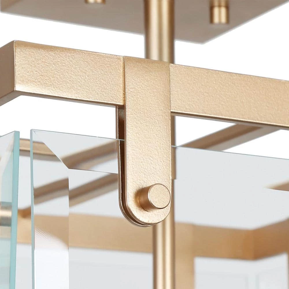 12.5 in. 3-Light Dark Gold Semi-Flush Mount Light with Clear Glass Panels, Modern Ceiling Light for Bedroom by Zevni - Image 4