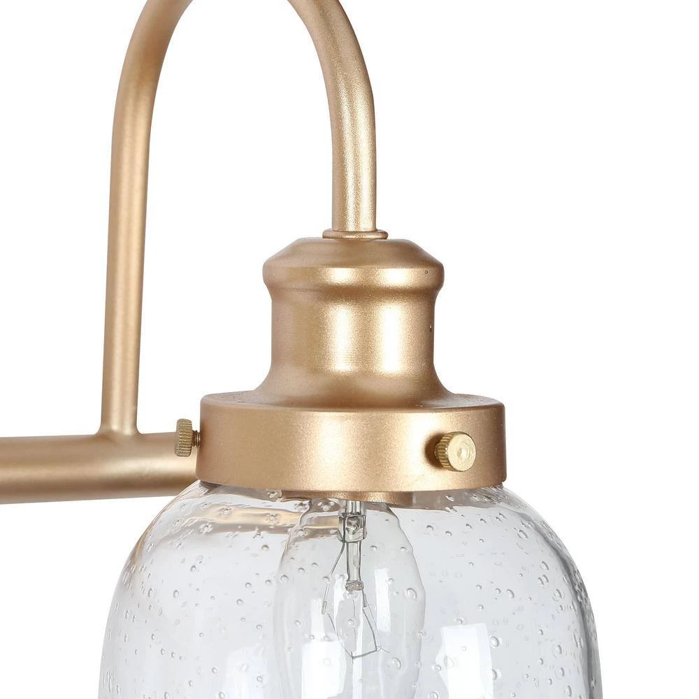 Walnute 28 in. Modern 4-Light Dark Gold Bathroom Vanity Light, Classic Bath Lighting with Bell Seeded Glass Wall Sconce by Zevni - Image 6