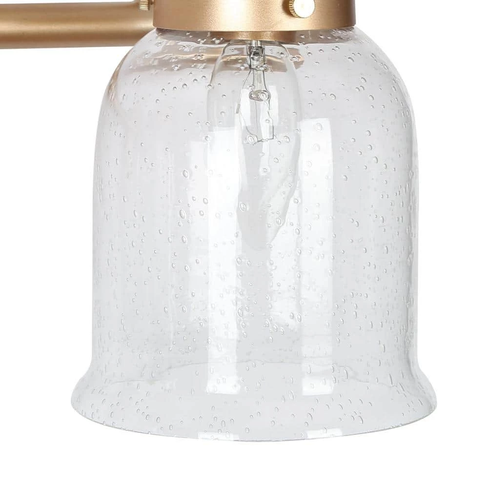 Walnute 28 in. Modern 4-Light Dark Gold Bathroom Vanity Light, Classic Bath Lighting with Bell Seeded Glass Wall Sconce by Zevni - Image 5