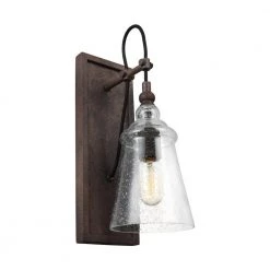 Loras 1-Light Dark Weathered Iron Wall Sconce by Feiss