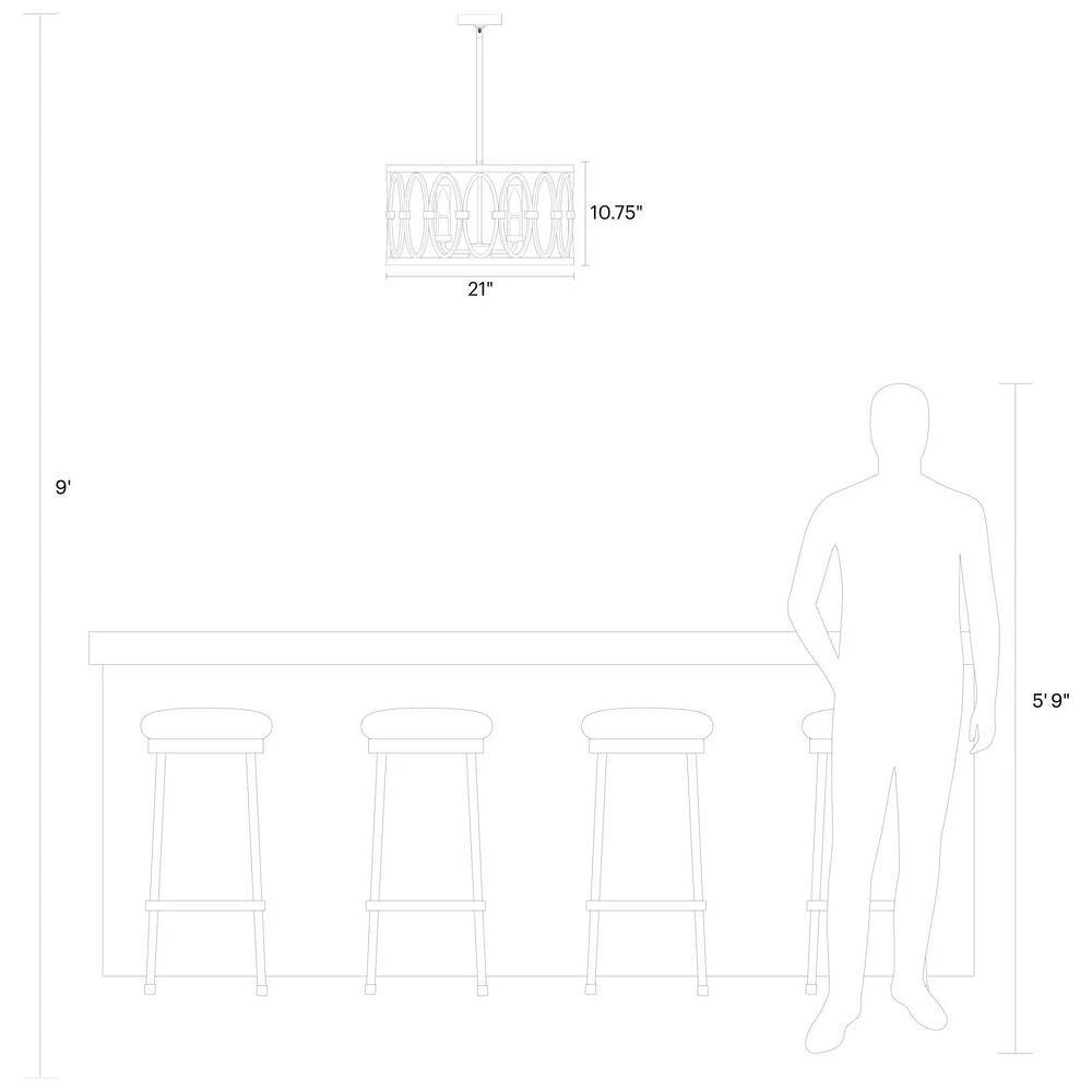Patrice Small 5-Light Dark Weathered Zinc Industrial Outdoor Hanging Drum Candlestick Chandelier by Feiss - Image 5
