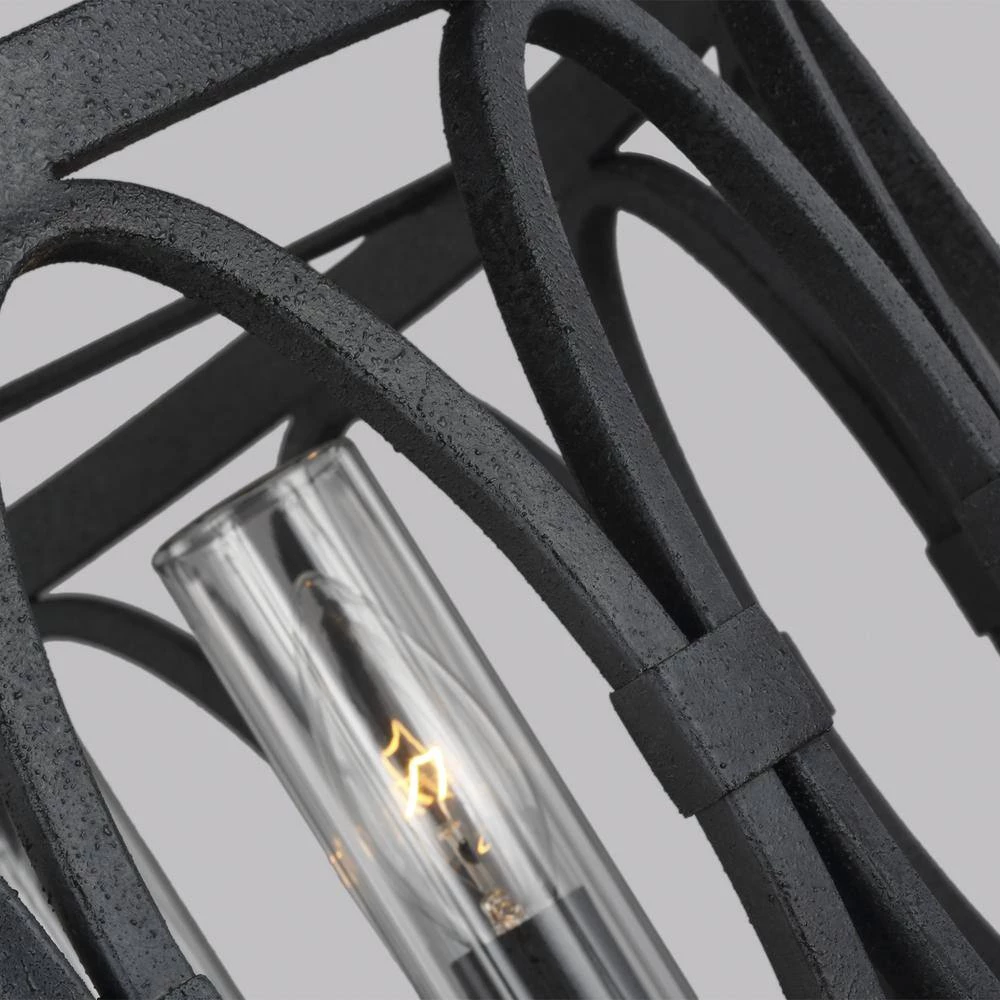 Patrice Small 5-Light Dark Weathered Zinc Industrial Outdoor Hanging Drum Candlestick Chandelier by Feiss - Image 3