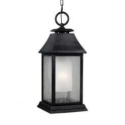 Shepherd 1-Light Dark Weathered Zinc Outdoor 17.25 in. Pendant by Feiss