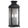 Pediment 7 in. W 2-Light Dark Weathered Zinc Outdoor 18.125 in. Wall Lantern Sconce with Clear Seeded Glass by Feiss
